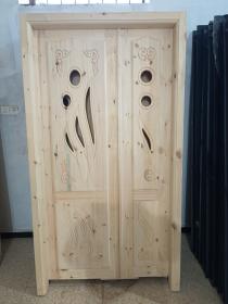 Porte Salon en bois rouge avec cadre
